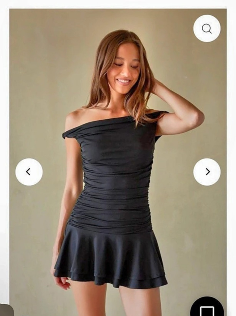 American Threads Cambria Twist Strap Mini Dress Black Ruched Mini Dress Like New